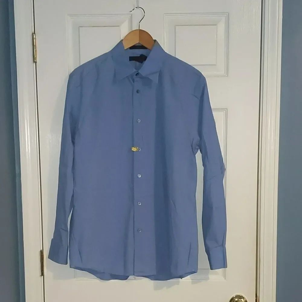 Express blue stretch button down shirt Sz L